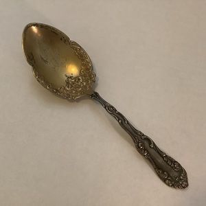 Vintage Towle 925 Sterling Gold Dipped Serving Spoon Monogrammed 8” Old English